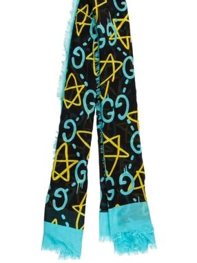 Gucci Ghost Motif Rare Silk Blend 53" Scarf is a luxurious accessory!